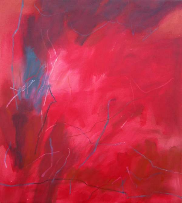 Morton Feldman rot, Acryl und lpastellkreide auf Nessel, 80 x 70 cm, 2004
