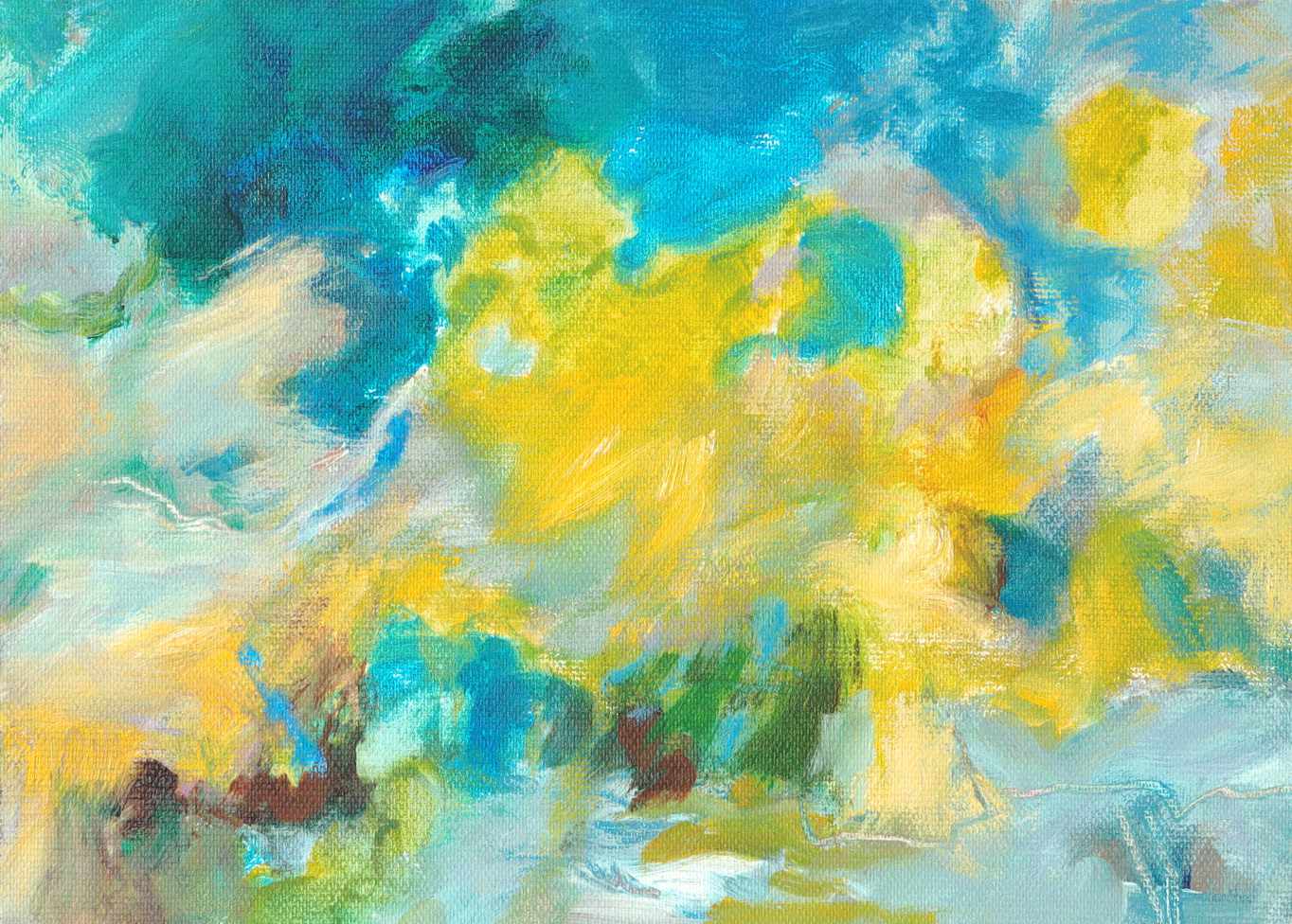 gelbe Wolken in türkisblauem Himmel